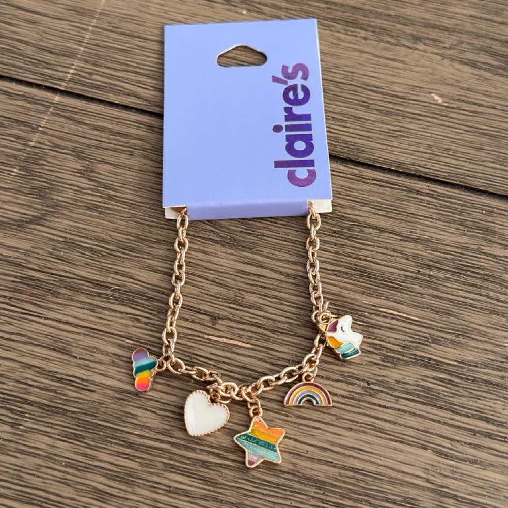 Claire's Gold Bracelet with Colorful Charms